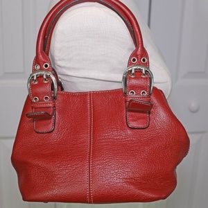 TIGNANELLO Red Pebbled Leather Purse Bag